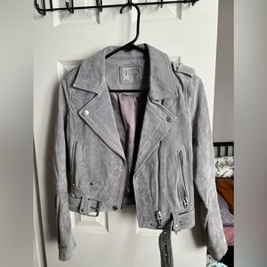 Blank NYC Cropped Suede Moto Jacket with belt